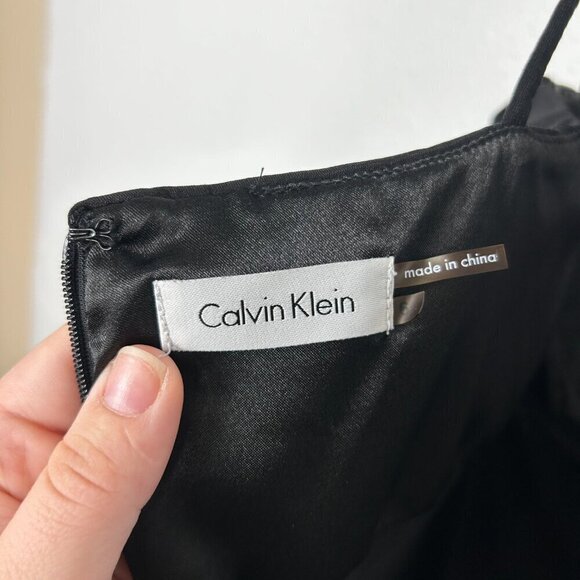 Calvin Klein Vintage 90's Y2K black one shoulder ruched babydoll mini dress Sz:6 - Picture 15 of 15